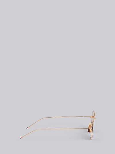 Shop Thom Browne Eyewear Tb116 - White Gold Thin Squared Sunglasses