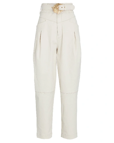 Shop Nicholas Damia Tapered High-rise Pants In Ivory