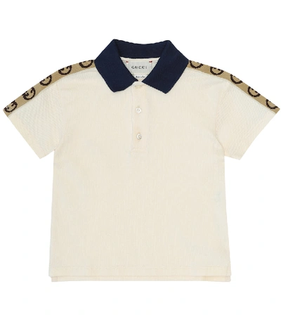 Shop Gucci Baby Stretch-cotton Polo Shirt In Beige