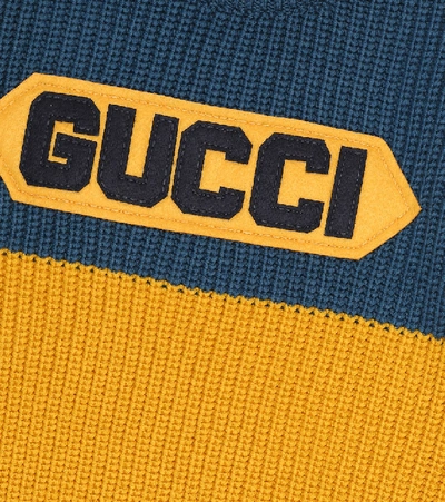 Shop Gucci Logo Wool Sweater In Yellow