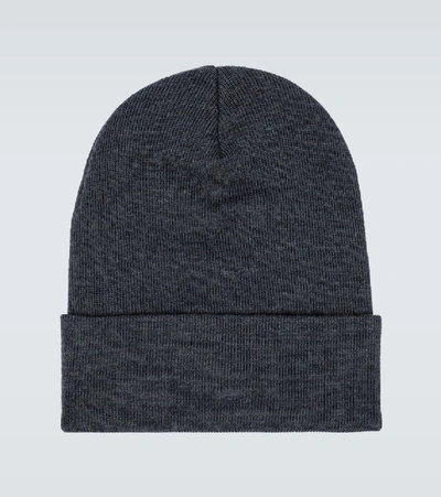 Shop Moncler Knitted Wool Beanie In Grey