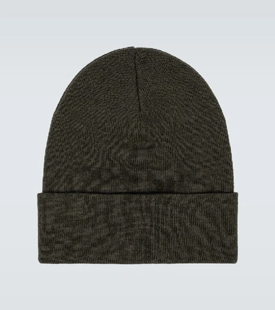 Shop Moncler Knitted Wool Beanie In Green