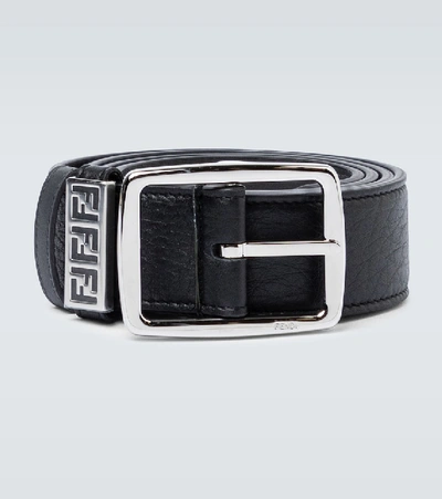 Shop Fendi Classic Buckle Leather Belt In Black