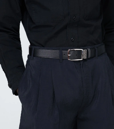 Shop Fendi Classic Buckle Leather Belt In Black