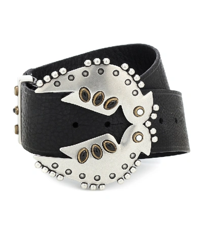 Shop Isabel Marant Abigail Leather Belt In Black