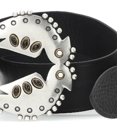 Shop Isabel Marant Abigail Leather Belt In Black