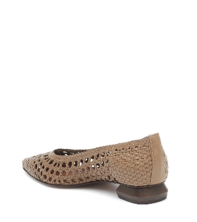 Shop Souliers Martinez Illetes 30 Woven Leather Ballet Flats In Brown