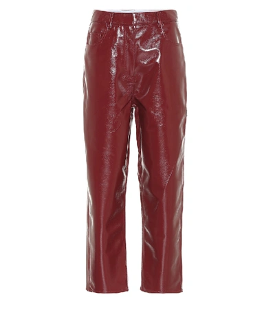 Shop Tibi Faux Leather Cropped Pants In Brown