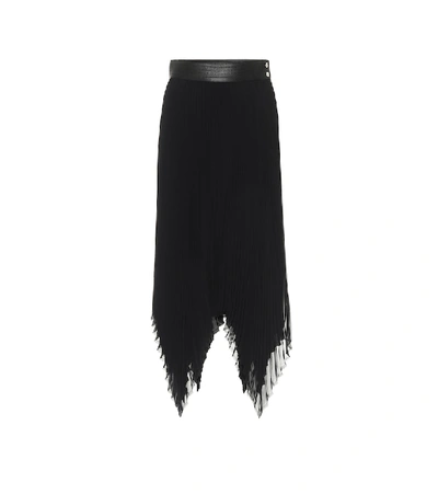 Shop Loewe High-rise Georgette Midi Skirt In Black