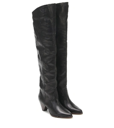 Shop Isabel Marant Remko Leather Over-the-knee Boots In Black