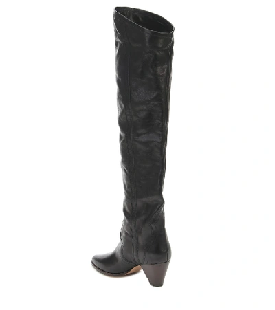 Shop Isabel Marant Remko Leather Over-the-knee Boots In Black