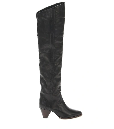 Shop Isabel Marant Remko Leather Over-the-knee Boots In Black