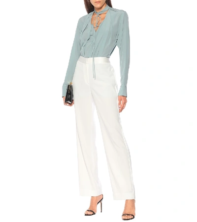 Shop Diane Von Furstenberg Beau High-rise Crêpe Pants In White