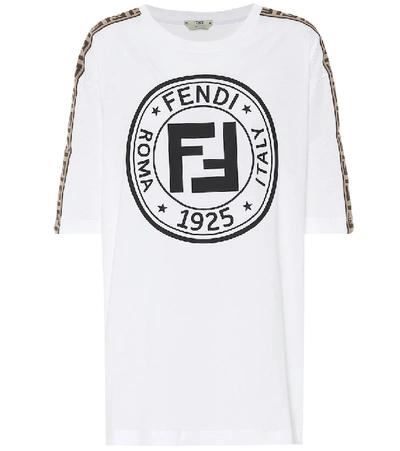 Shop Fendi Oversized Cotton Jersey T-shirt In White