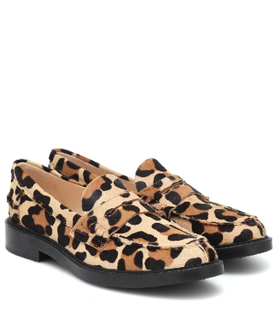 Shop Tod's Leopard-print Calf Hair Loafers In Multicoloured