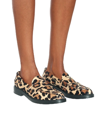 Shop Tod's Leopard-print Calf Hair Loafers In Multicoloured