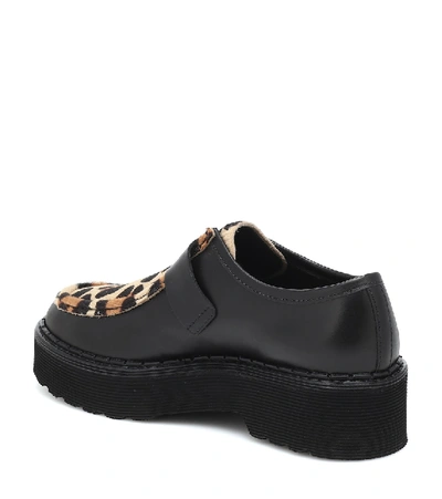 Shop Tod's Leopard-print Platform Loafers In Black