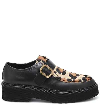 Shop Tod's Leopard-print Platform Loafers In Black