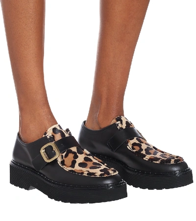 Shop Tod's Leopard-print Platform Loafers In Black