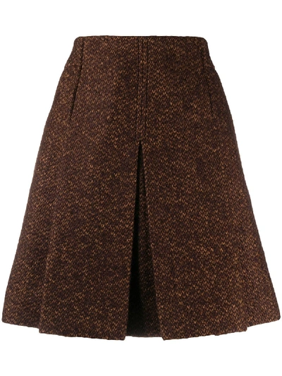 Shop Chloé Tweed Mini Skirt In Brown