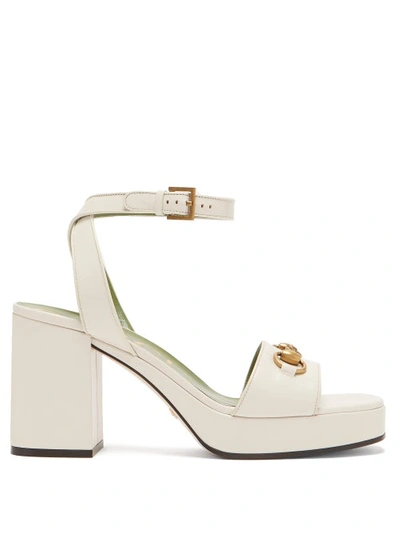 Gucci Houdan Horsebit Leather Platform Sandals In White ModeSens