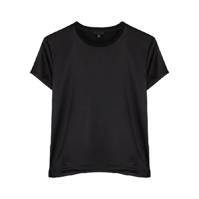 Shop Atm Anthony Thomas Melillo Black Stretch-silk T-shirt