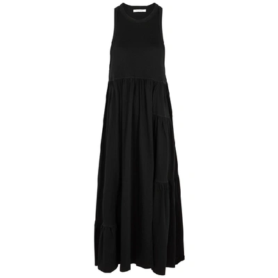 Shop Ninety Percent Black Tiered Organic Cotton Midi Dress
