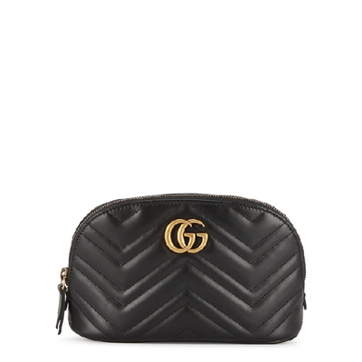 Shop Gucci Gg Marmont Black Leather Cosmetics Case