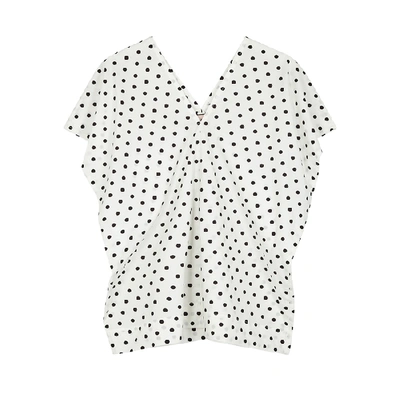 Shop Plan C Polka-dot Cotton Tunic Top In Black And White