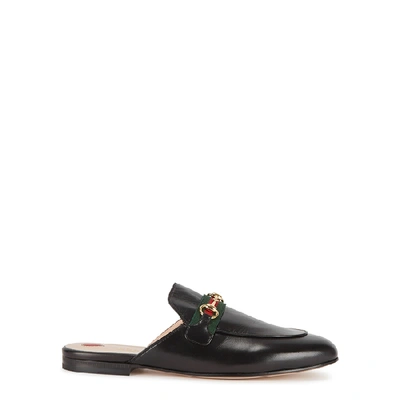 Shop Gucci Princetown Black Leather Backless Loafers