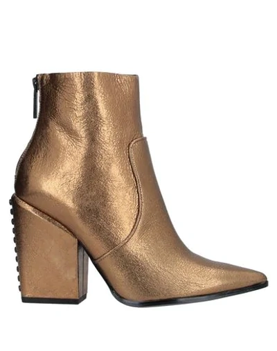 Shop Kendall + Kylie Woman Ankle Boots Bronze Size 7.5 Soft Leather