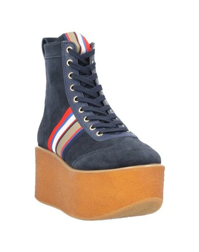 Tory Burch Striped High-top Platform Sneakers Boots In Blue | ModeSens