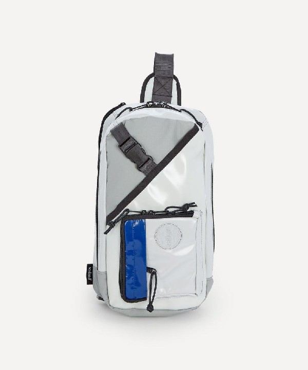 grey canvas crossbody bag