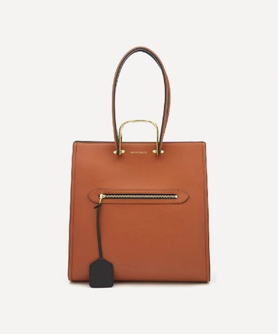 Shop Alexander Mcqueen The Tall Story Leather Handbag In Brown