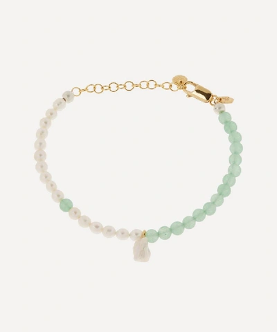 Shop Maria Black Gold-plated Turin Pearl And Green Quartz Beaded Bracelet