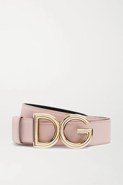 Shop Dolce & Gabbana Reversible Textured-leather Belt In Blush