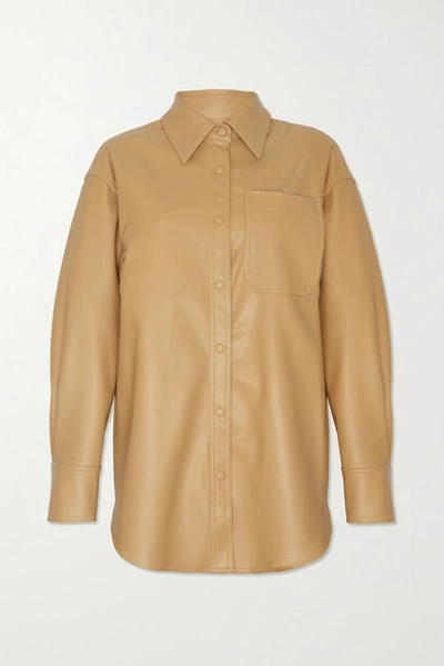 Shop The Frankie Shop Yoyo Oversized Faux Leather Shirt In Tan