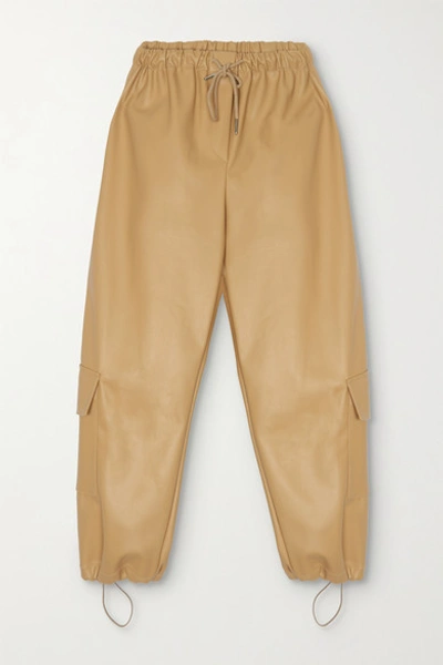Shop The Frankie Shop Yoyo Faux Leather Tapered Pants In Tan