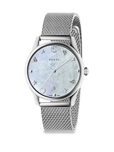 Shop Gucci G-timeless Stainless Steel Mesh Bracelet Watch