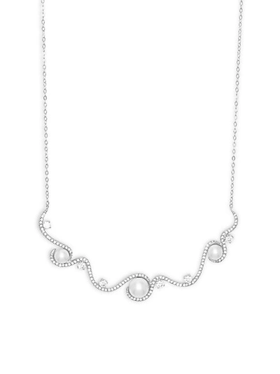 Shop Adriana Orsini Faux Pearl And Cubic Zirconia Frontal Necklace