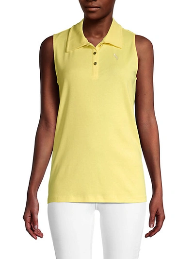 Shop Pappagallo Gabby Sleeveless Polo Shirt In Lemonade