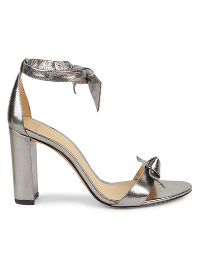 Shop Alexandre Birman Clarita Stack Heel Leather Sandals In Silver