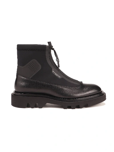 Shop Givenchy Panelled Leather Combat Boots In Black