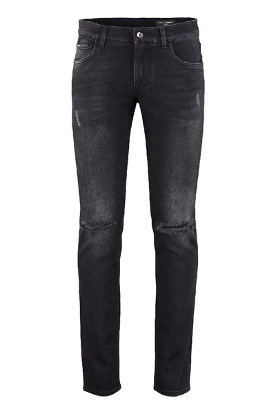 Shop Dolce & Gabbana 5-pocket Skinny Jeans In Black