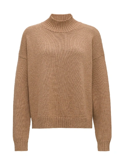 Shop Ganni Wool Sweater In Beige