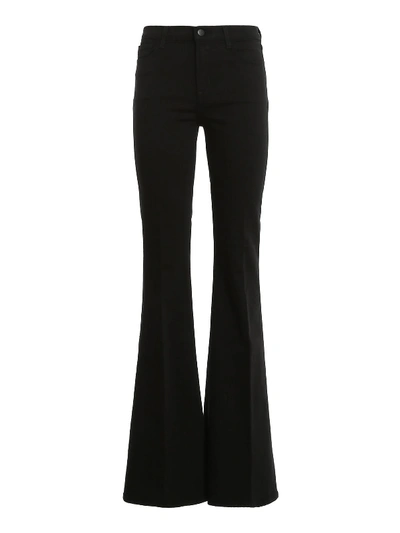 Shop J Brand Valentina Flare Jeans In Eco Seriously Black