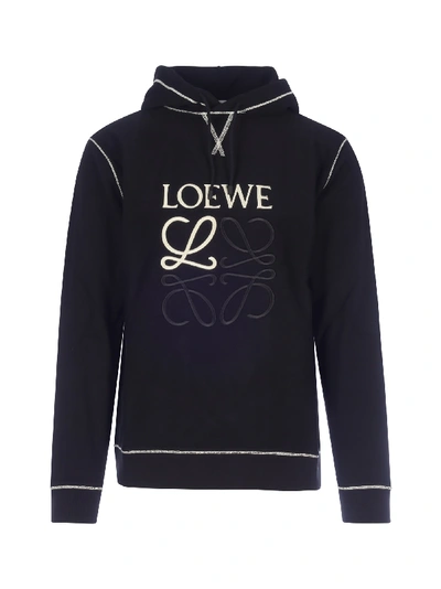 Shop Loewe Anagram Hoodie In Black