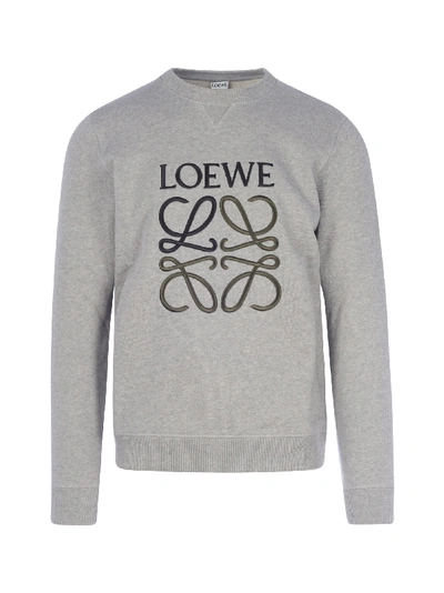 Shop Loewe Anagram Sweatshirt In Grey Melange