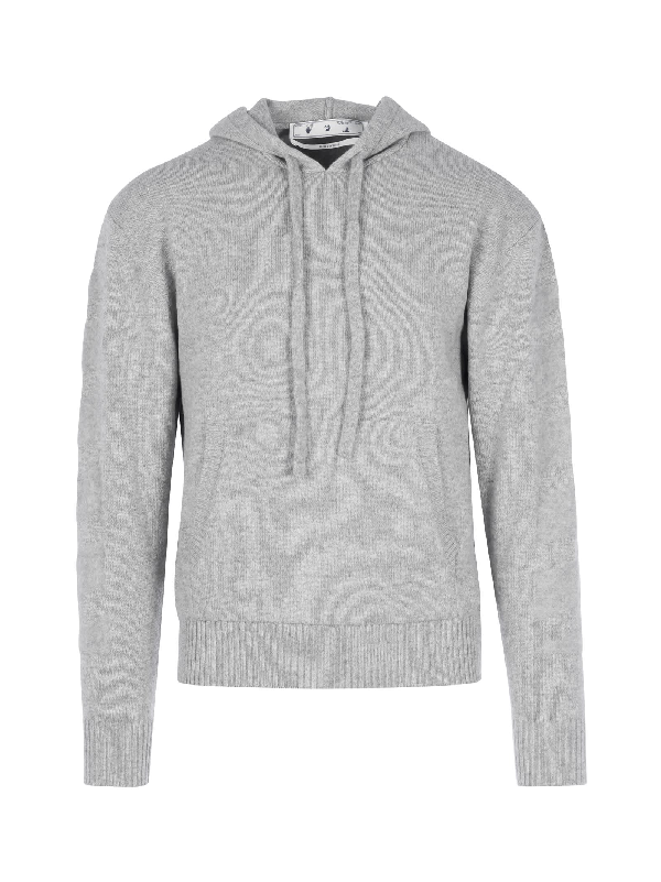 OFF-WHITE Diagonal Cashmere Hoodie Dark Grey