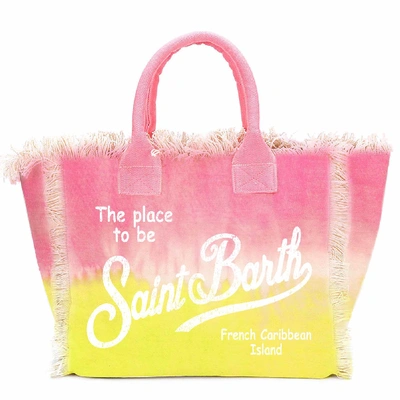 Shop Mc2 Saint Barth Tie Dye Print Canvas Bag Yellow And Pink